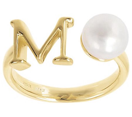 Honora Cultured Pearl Initial Cuff Ring, 14K Go ld Plated
