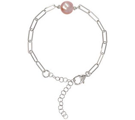 Honora Cultured Pearl Paperclip Link Bracelet, terling