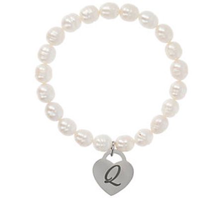 Honora Cultured Pearl White Initial Bracelet, S terling