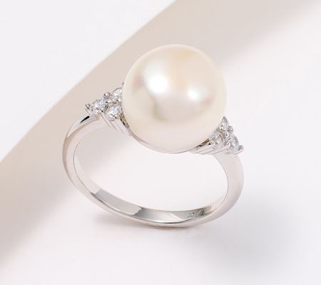 Honora Cultured Pearl with Diamonique Ring