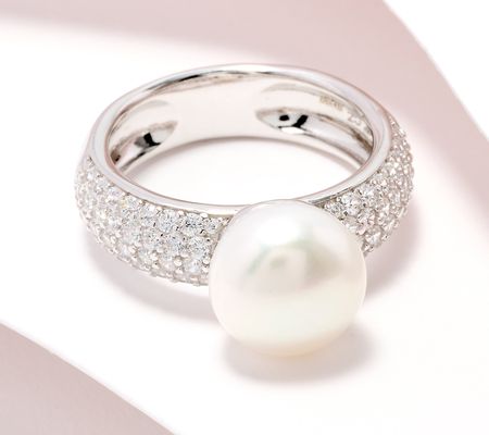 Honora Ring w/ Button Pearl & Diamonique Stones