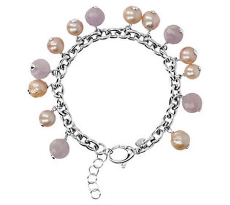 Honora Sterling Cultured Pearl & Gemstone B ead Bracelet