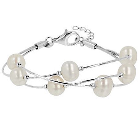 Honora Sterling Cultured Pearl Triple Strand Br acelet