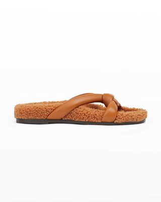 Honore Leather Shearling Slide Sandals