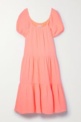 Honorine - Pamela Tiered Cotton-seersucker Midi Dress - Orange