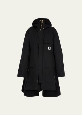 Hooded Canvas Parka With Layered Wool Dtl