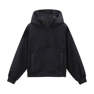 Hoodie in Mixed Cotton with Nylon Details