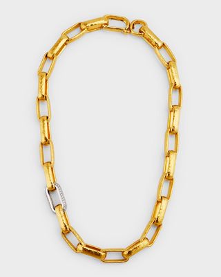 Hoopla Short Necklace with Single Pave Link