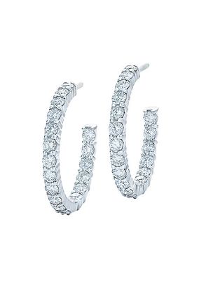 Hoops 18K White Gold & Bezel-Set Diamond Inside/Outside Hoop Earrings