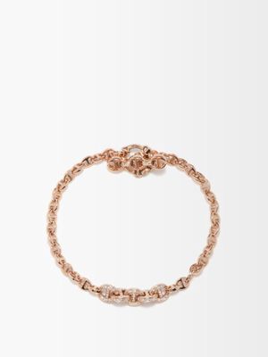 Hoorsenbuhs - Five Link Diamond & 18kt Rose-gold Chain Bracelet - Womens - Rose Gold