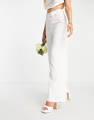 Hope & Ivy Bridal Brooke pants in ivory - part of a set-White