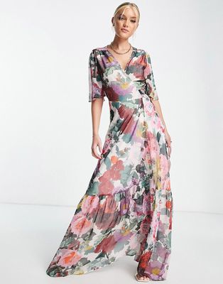 Hope & Ivy Frankie polyester wrap maxi dress in pink - PINK