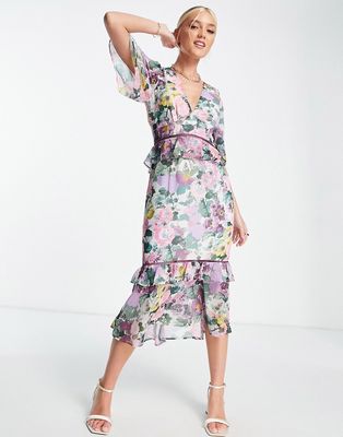 Hope & Ivy Hattie polyester floral dress in pink - PINK