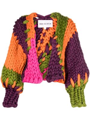 HOPE MACAULAY Cora Colossal chunky-knit colour-block cardigan - Green