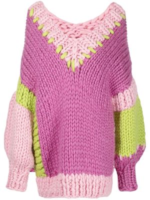HOPE MACAULAY V-neck chunky-knit jumper - Pink