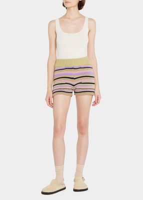 Horizon Loom Striped Cashmere Mini Shorts