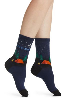 Hot Sox Out of Office Cotton Blend Crew Socks in Navy
