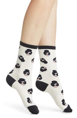 Hot Sox Staceface Cotton Blend Crew Socks in White