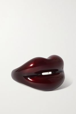 Hotlips - Black Cherry Silver And Enamel Ring - Red
