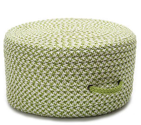 Houndstooth Pouf - Lime 20" x 20" x 11"