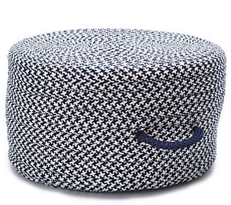 Houndstooth Pouf - Navy 20" x 20" x 11"