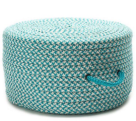 Houndstooth Pouf - Turquoise 20" x 20" x 11"