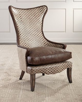 Hourglass Leather Wing Chair