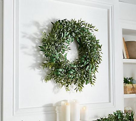 House No. 9 by Home Love 24 Rustic Olive LeafWreath