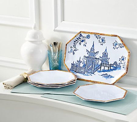 House No. 9 by Home Love Chinoiserie Melamine Tray & Plates