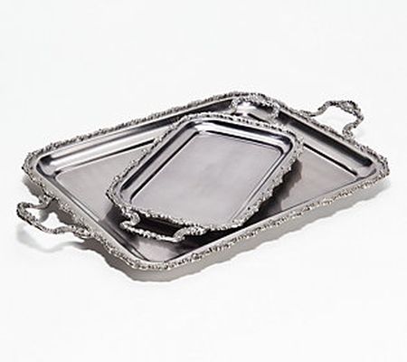House No. 9 by Home Love S/2 Vintage Inspired Metal Trays