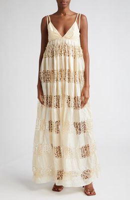 HOUSE OF AAMA Anancy Panelled Silk Maxi Dress in Tan