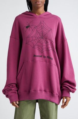 HOUSE OF AAMA Anansi Is King Cotton Graphic Hoodie in Maroon