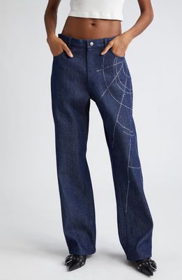 HOUSE OF AAMA Anansi Web Detail Denim Jeans in Blue