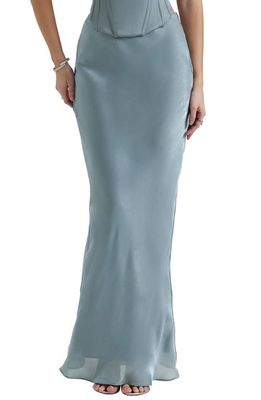 HOUSE OF CB Amadi Shimmer Chiffon Maxi Skirt in Cool Blue