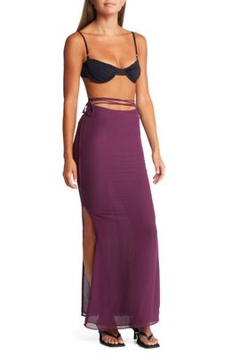 HOUSE OF CB Amalfi Strappy Slit Maxi Skirt in Prune