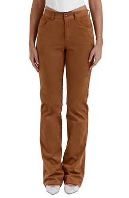 HOUSE OF CB Apollo Faux Suede Five-Pocket Pants in Tan