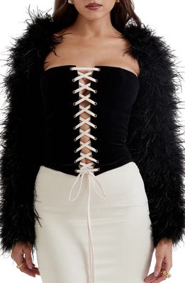 HOUSE OF CB Ash Feather Jacket in Black