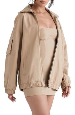 HOUSE OF CB Cami Oversize Track Jacket in Taupe