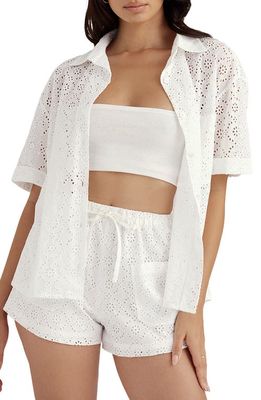 HOUSE OF CB Carrie Broderie Anglaise Cotton Top in White