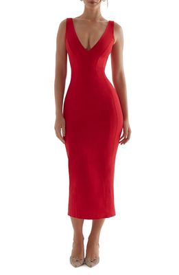 HOUSE OF CB Cece Bodycon Cocktail Dress in Red Rose