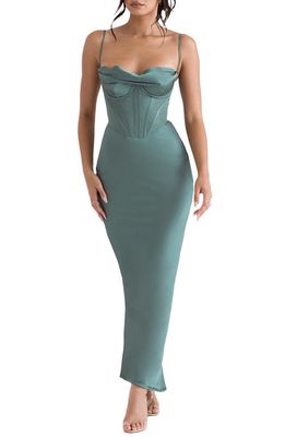 HOUSE OF CB Charmaine Corset Dress in Pine