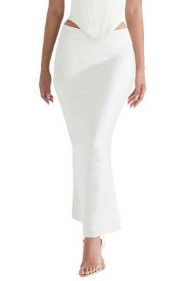 HOUSE OF CB Colette Satin Skirt in Ivory