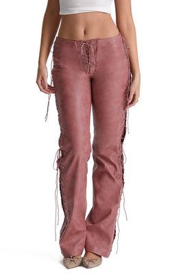 HOUSE OF CB Drew Lace-Up Faux Leather Trousers in Warm Pink