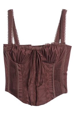 HOUSE OF CB Gini Cotton Blend Corset Top in Rich Brown