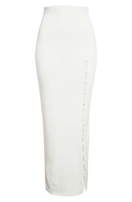 HOUSE OF CB Gioia Button-Up Maxi Skirt in Ivory