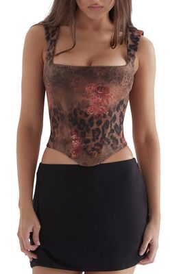 HOUSE OF CB Kalina Animal Print Corset Top in Floral
