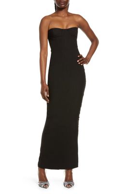 HOUSE OF CB Lucia Strapless Corset Maxi Dress in Black