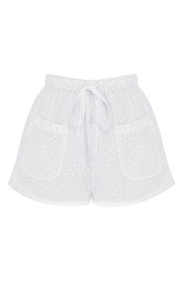 HOUSE OF CB Mae Broderie Anglaise Tie Waist Shorts in White