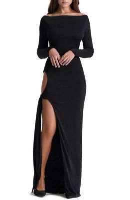 HOUSE OF CB Marella Cutout Long Sleeve Cocktail Dress in Black