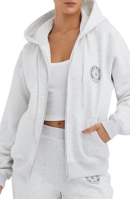 HOUSE OF CB Mirage Cotton Blend Hoodie in Light Grey Marl